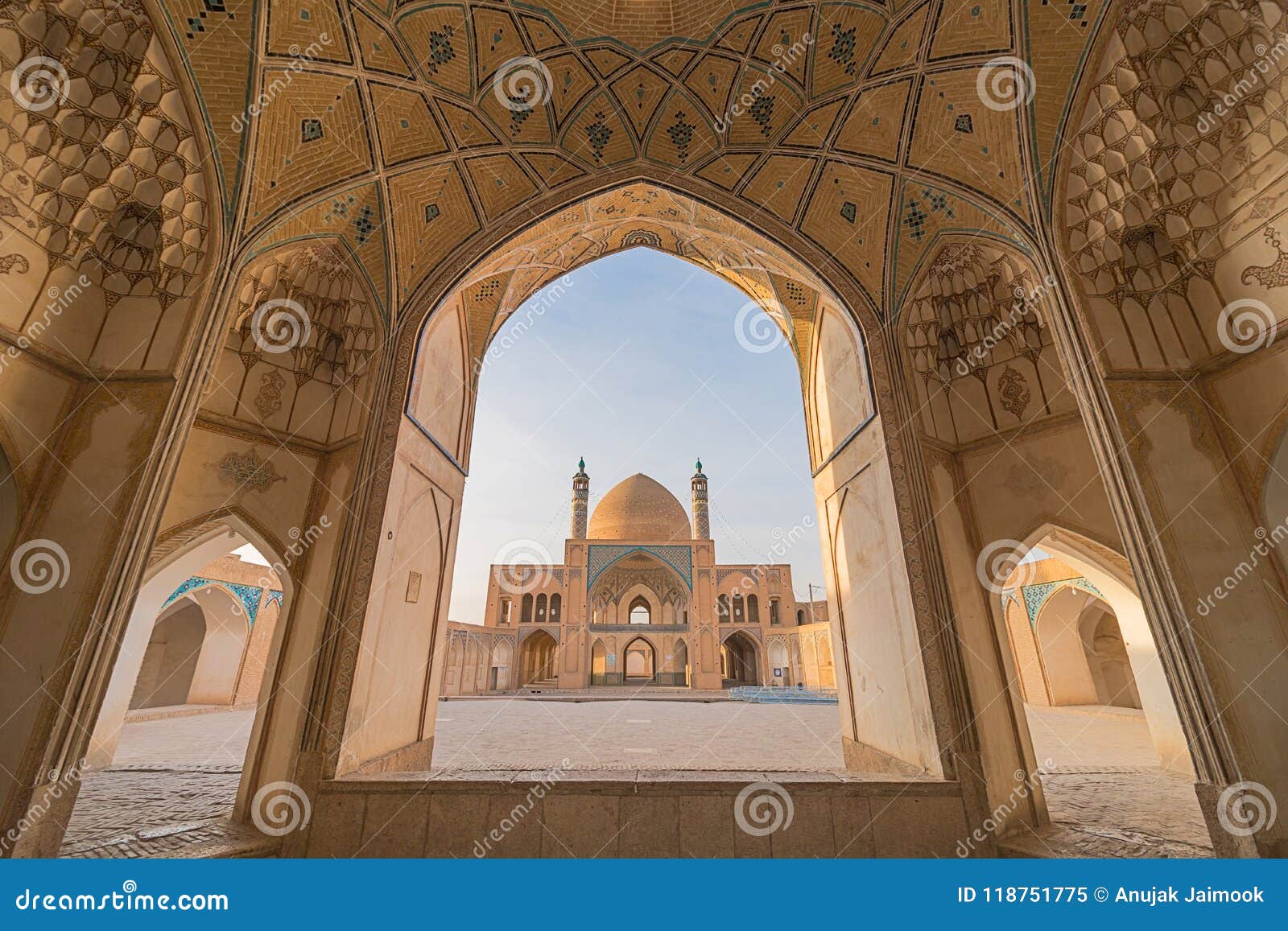 about agha bozorg mosque in kashan, iran