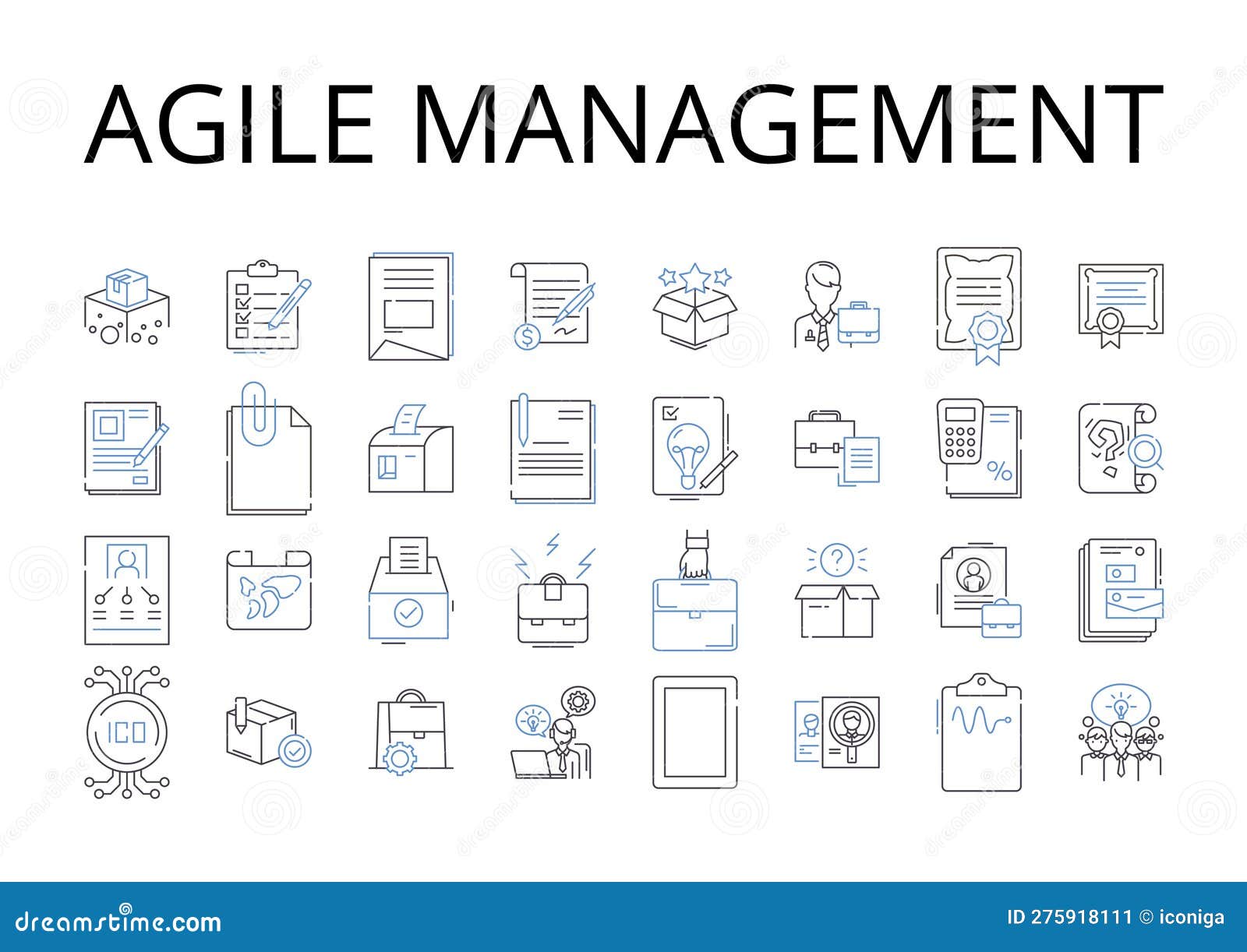 Agile Management Line Icons Collection. Lean Leadership, Dynamic