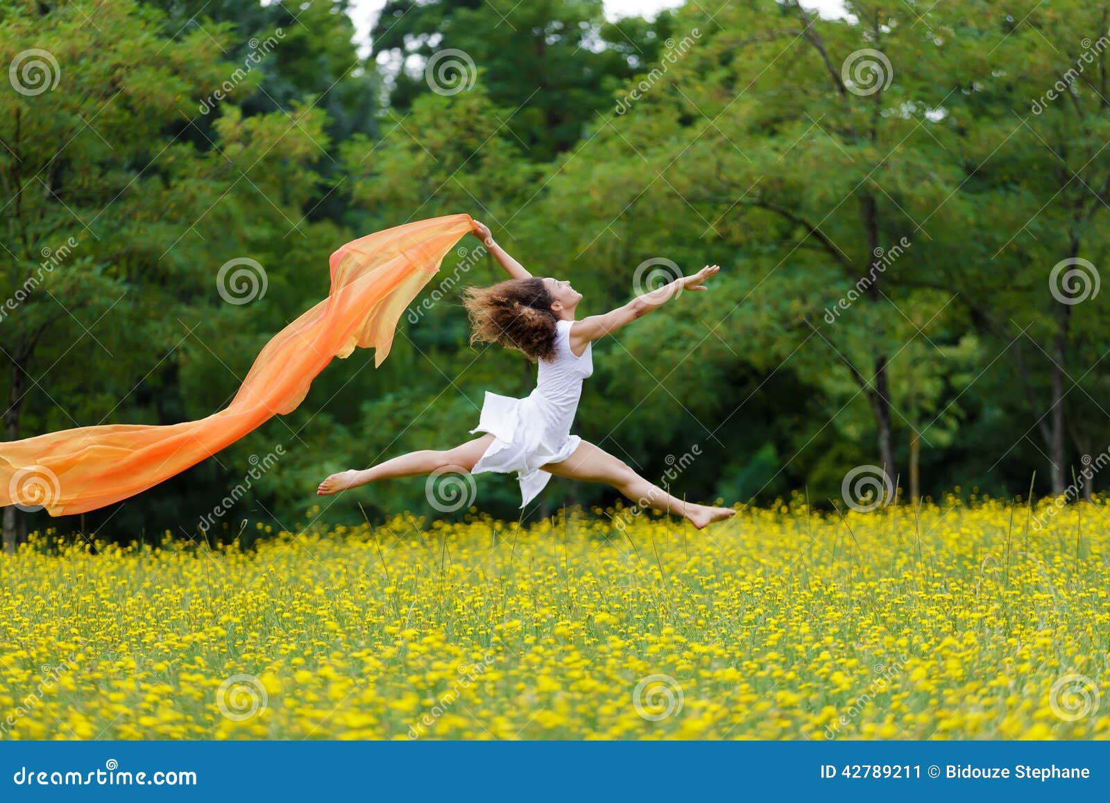 agile woman leaping in the air