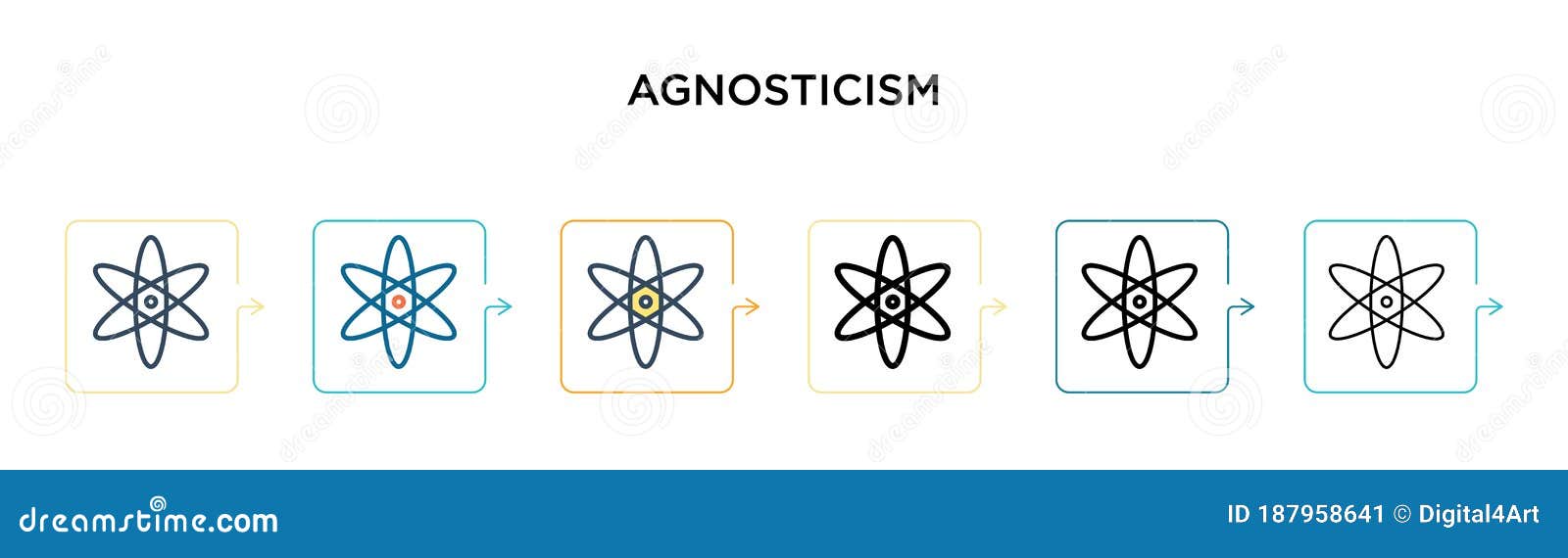 agnosticism  icon in 6 different modern styles. black, two colored agnosticism icons ed in filled, outline, line and
