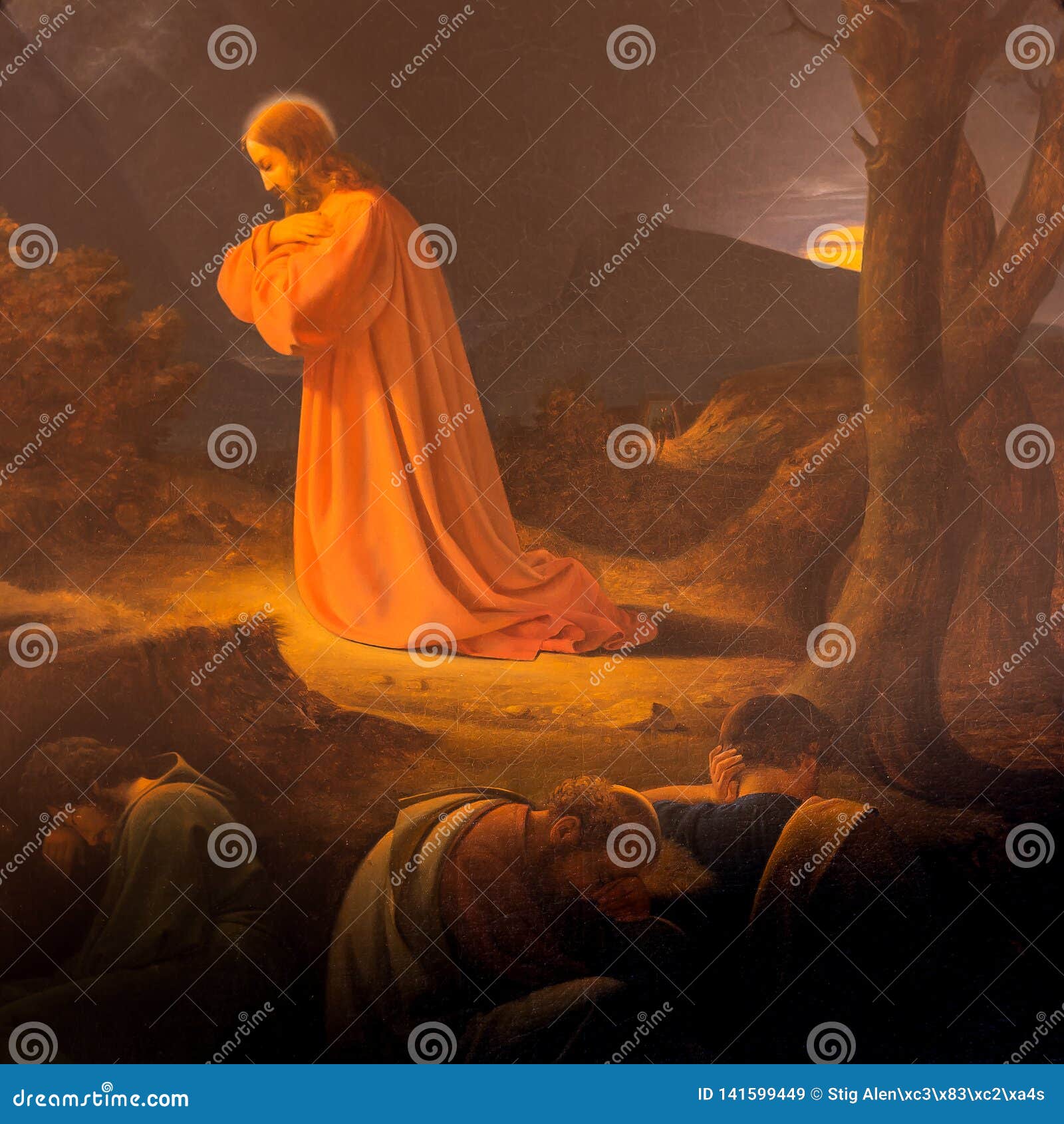 Agony in the Garden, Jesus and three disciples in the garden of Gethsemane