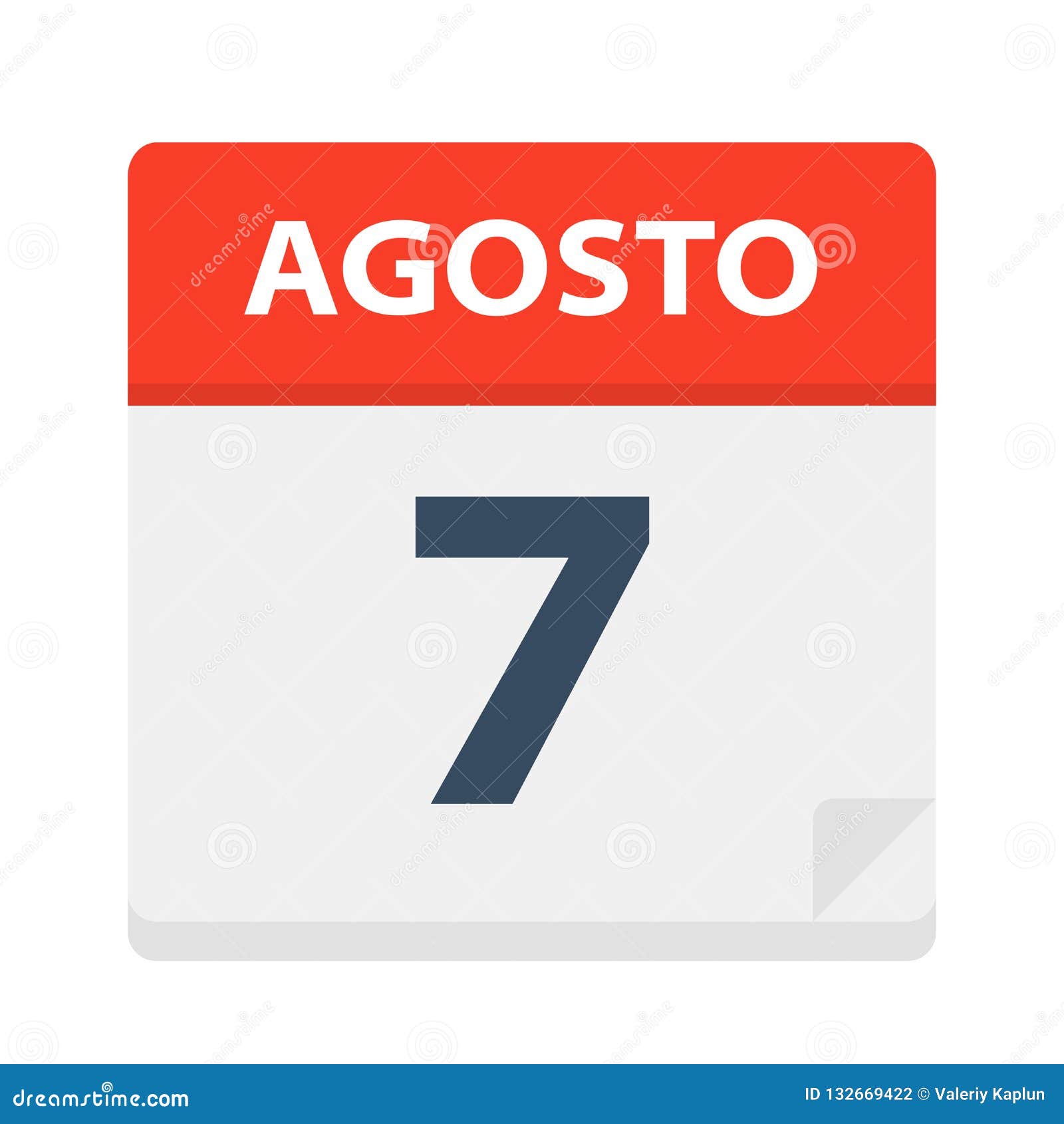 agosto 7- calendar icon - august 7   of spanish calendar leaf