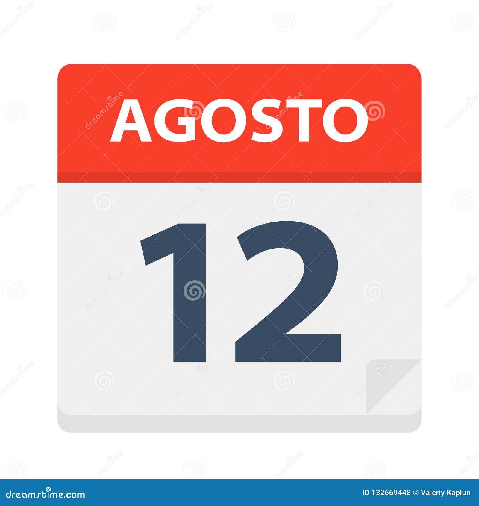 agosto 12 - calendar icon - august 12.   of spanish calendar leaf