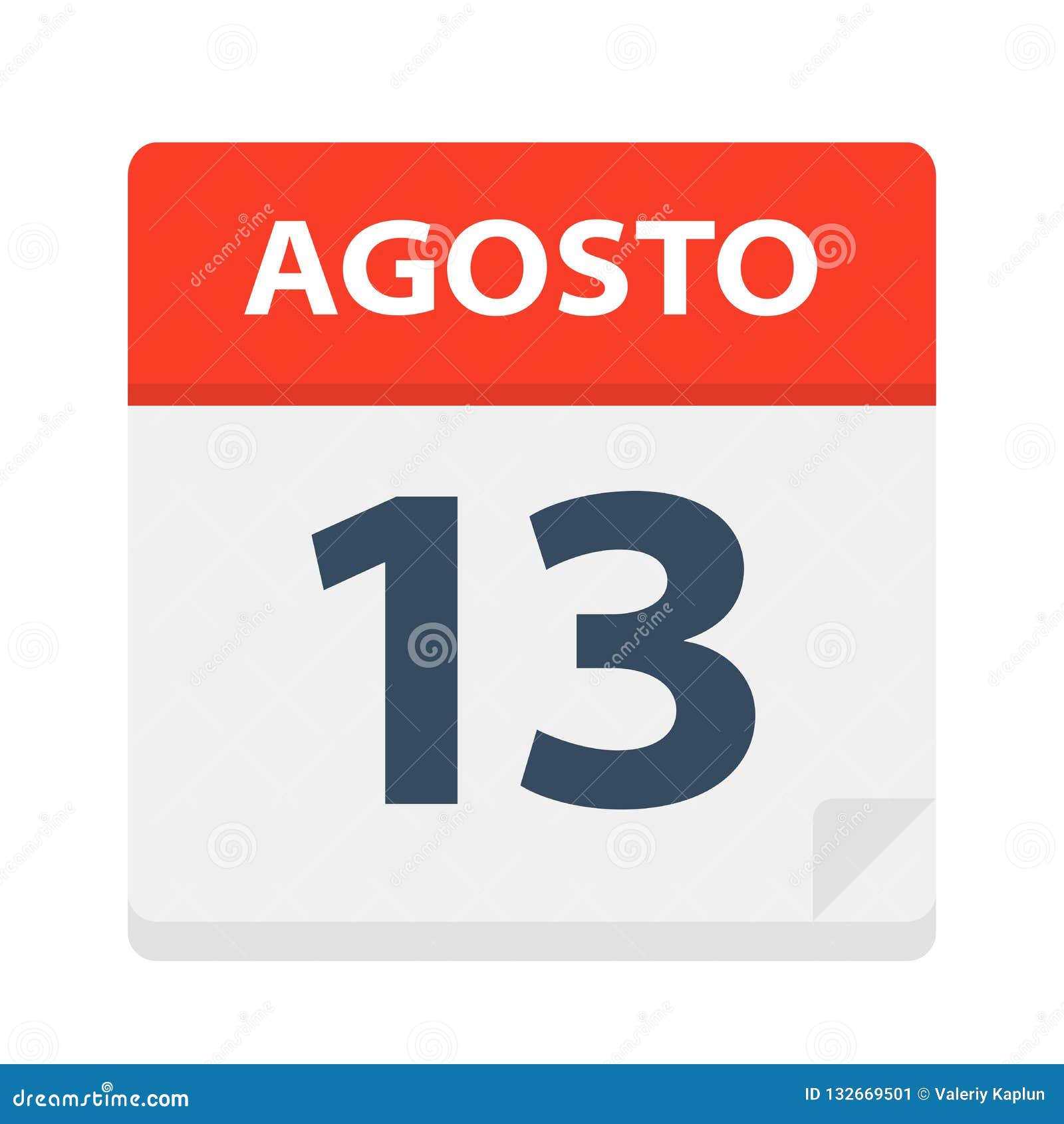 agosto 13 - calendar icon - august 13.   of spanish calendar leaf