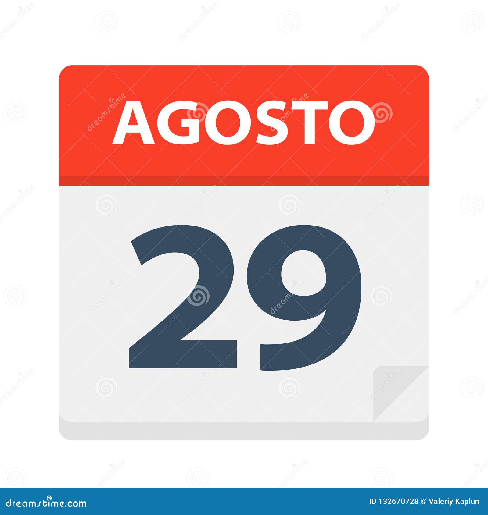 agosto 29 - calendar icon - august 29.   of spanish calendar leaf