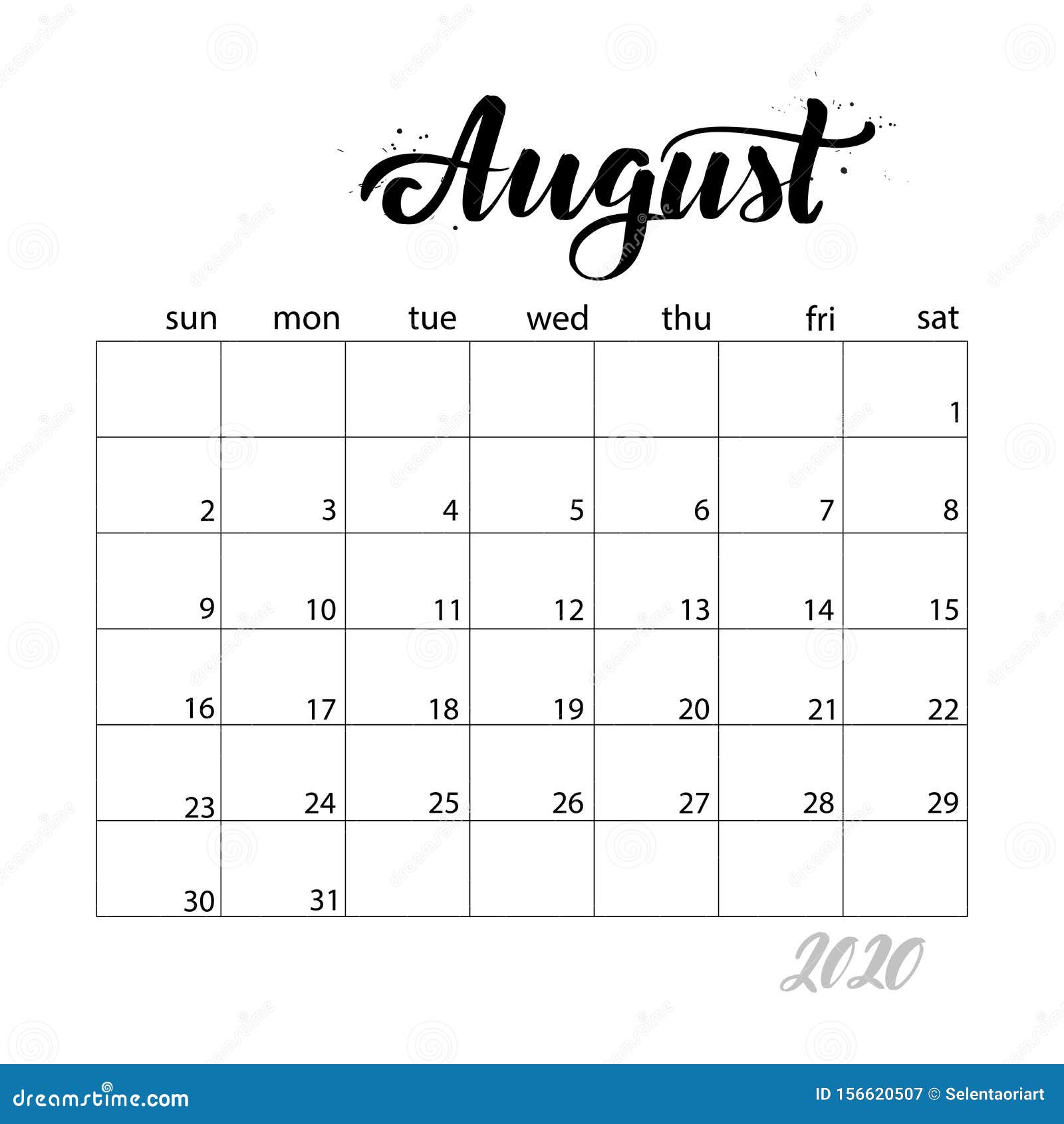 Calendario De Agosto Para Imprimir