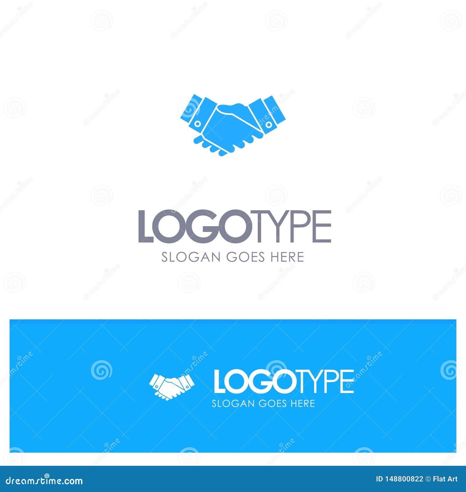 Agreement, Deal, Handshake, Business, Partner Blue Solid Logo with ...