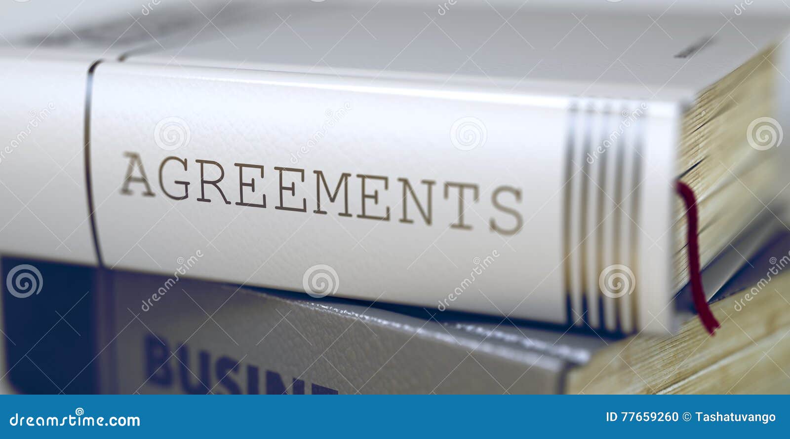 agreements - business book title. 3d.