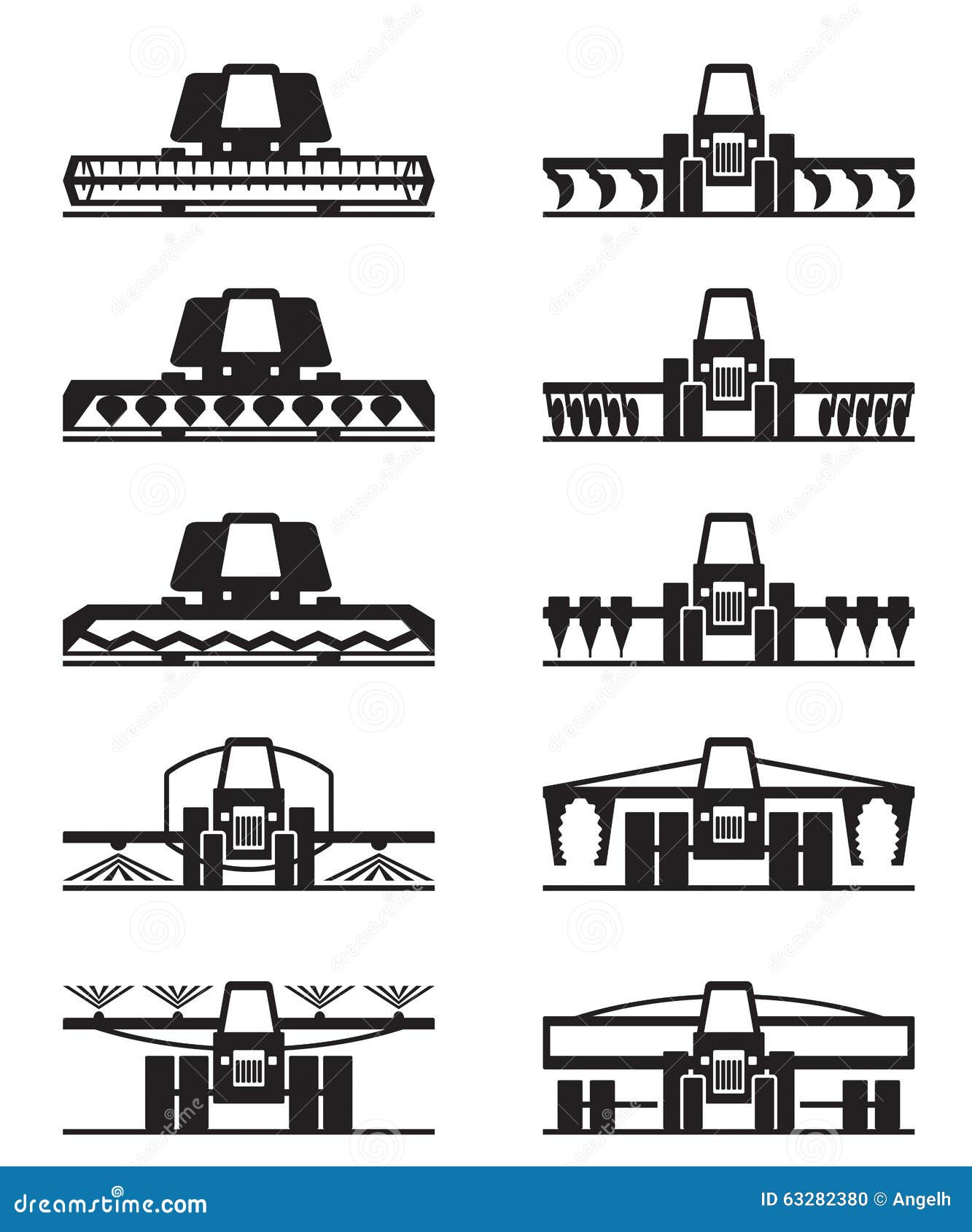 agricultural machinery icon set