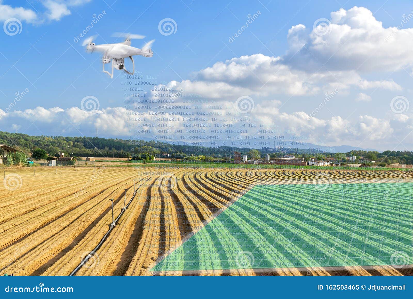 agricultural use of a drone for research and analusis of the agriculture production and terrain. data and technology concept.