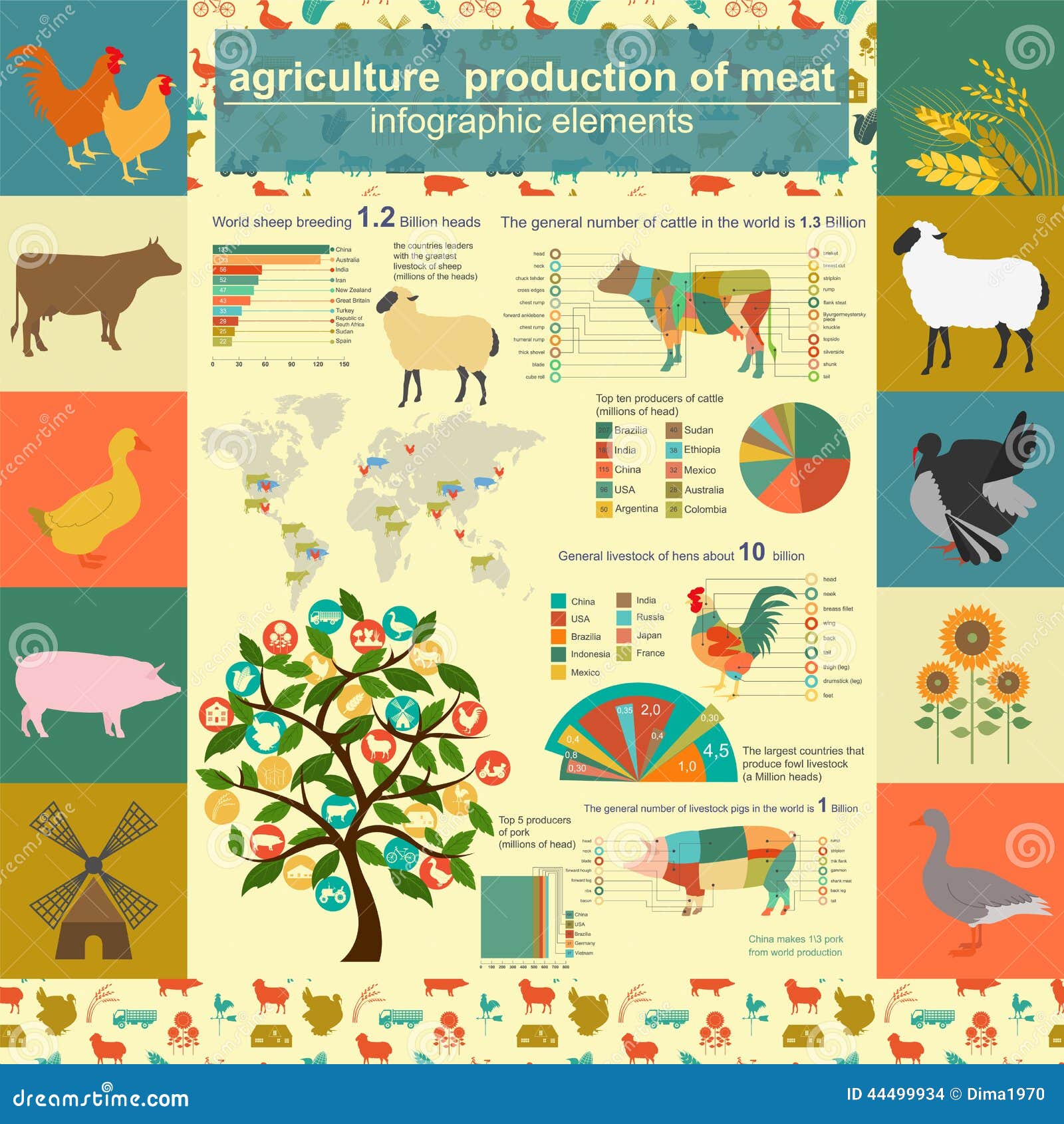 Agriculture, Animal Husbandry Infographics, Vector Illustrations Stock  Vector - Illustration of bird, infographics: 44499934