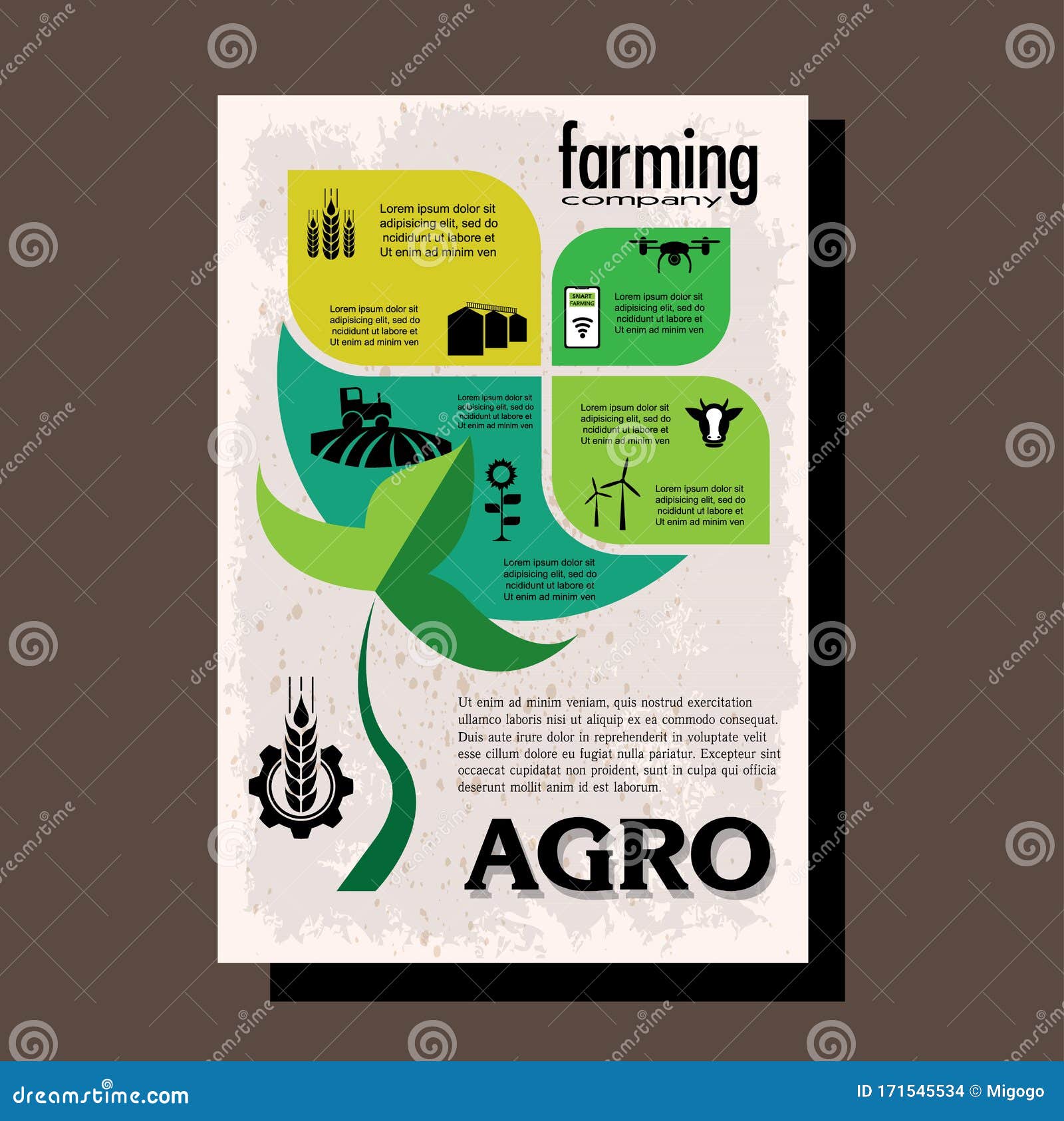 agriculture brochure  template for agricultural company, agro conference, forum, event, exhibition, business