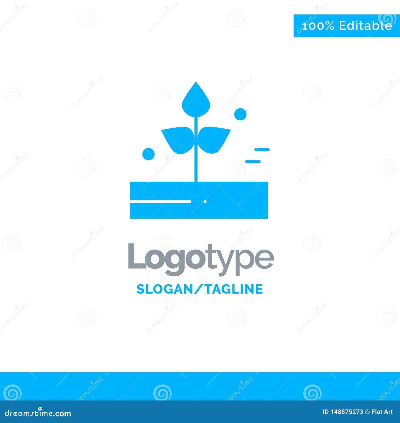 Agriculture Leaf Plant Rain Rainy Blue Solid Logo Template