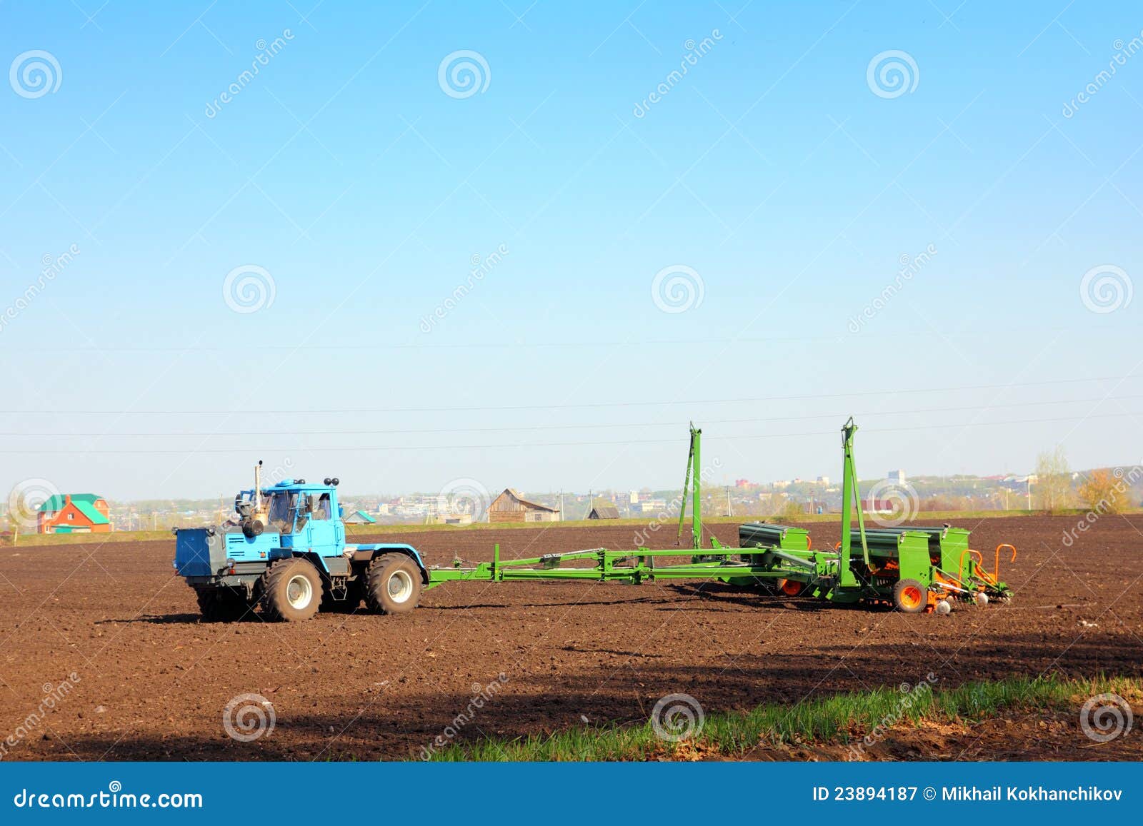 Agriculture Tractor with Drill Stock Image Image of industry, machine 23894187