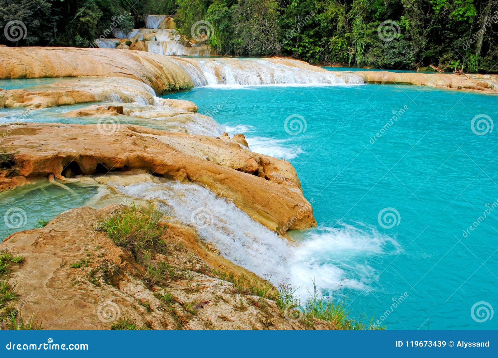 agua azul waterfalls in mexico