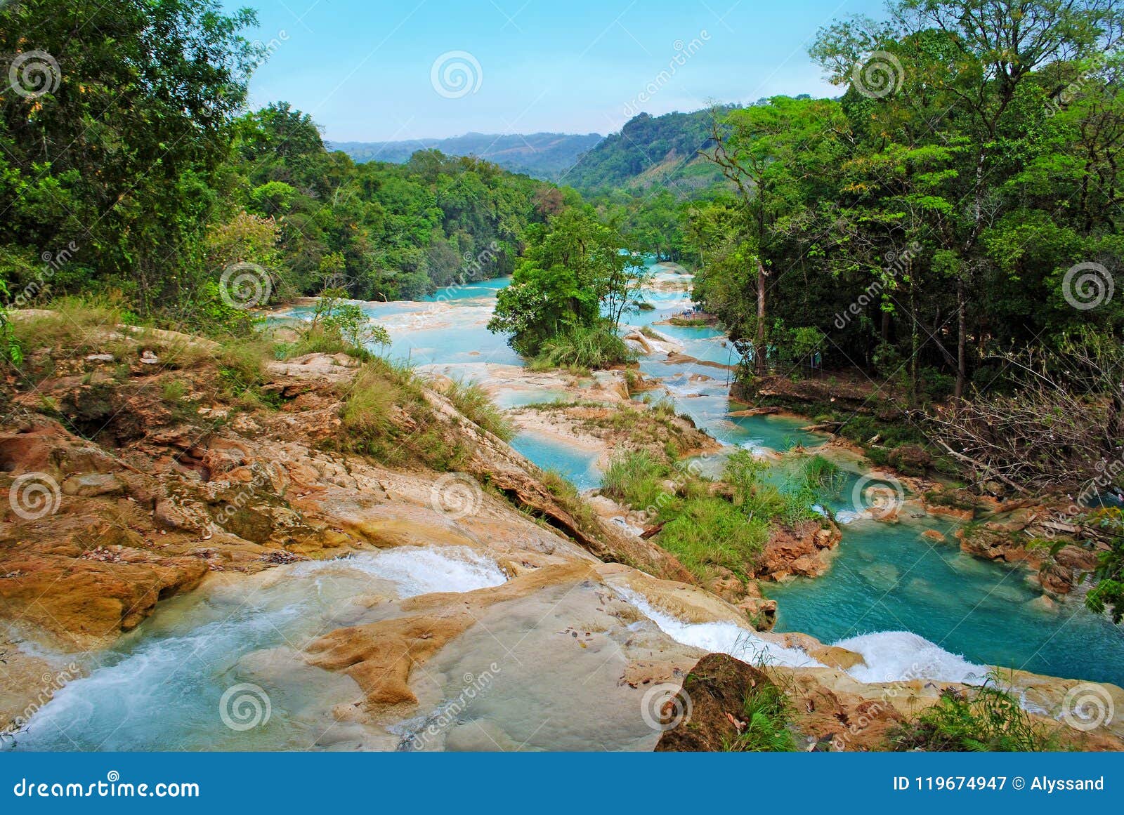 agua azul waterfalls in mexico