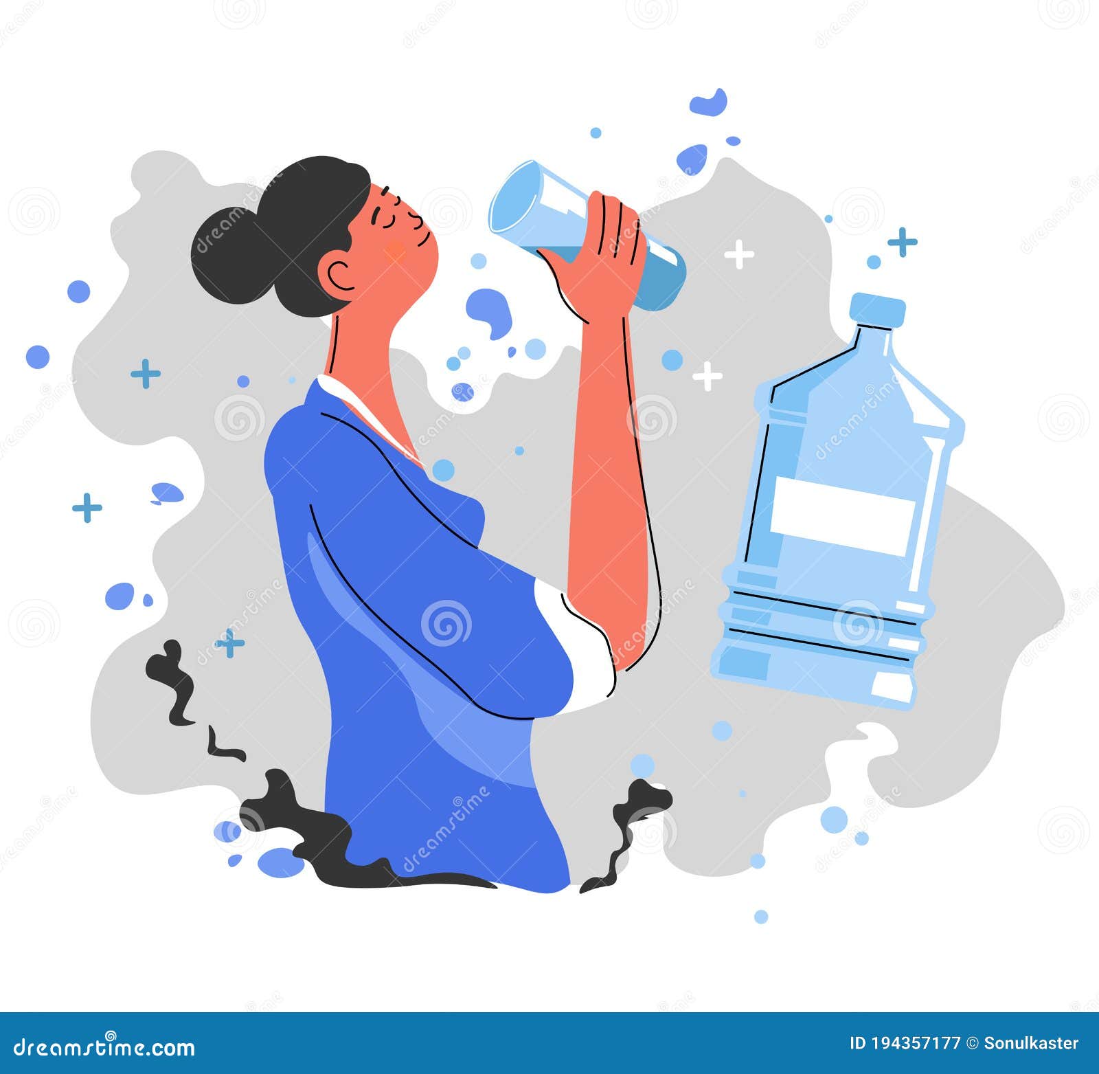 Agua Potable Buenos Hábitos Nutricionales Estilo De Vida Saludable  Ilustración del Vector - Ilustración de frescura, hembra: 194357177