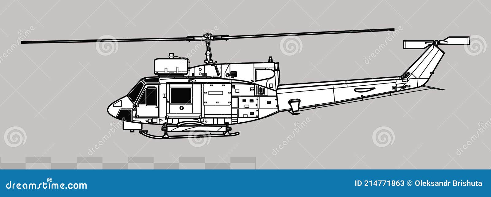 agusta-bell ab.212asw.  drawing of asw helicopter.