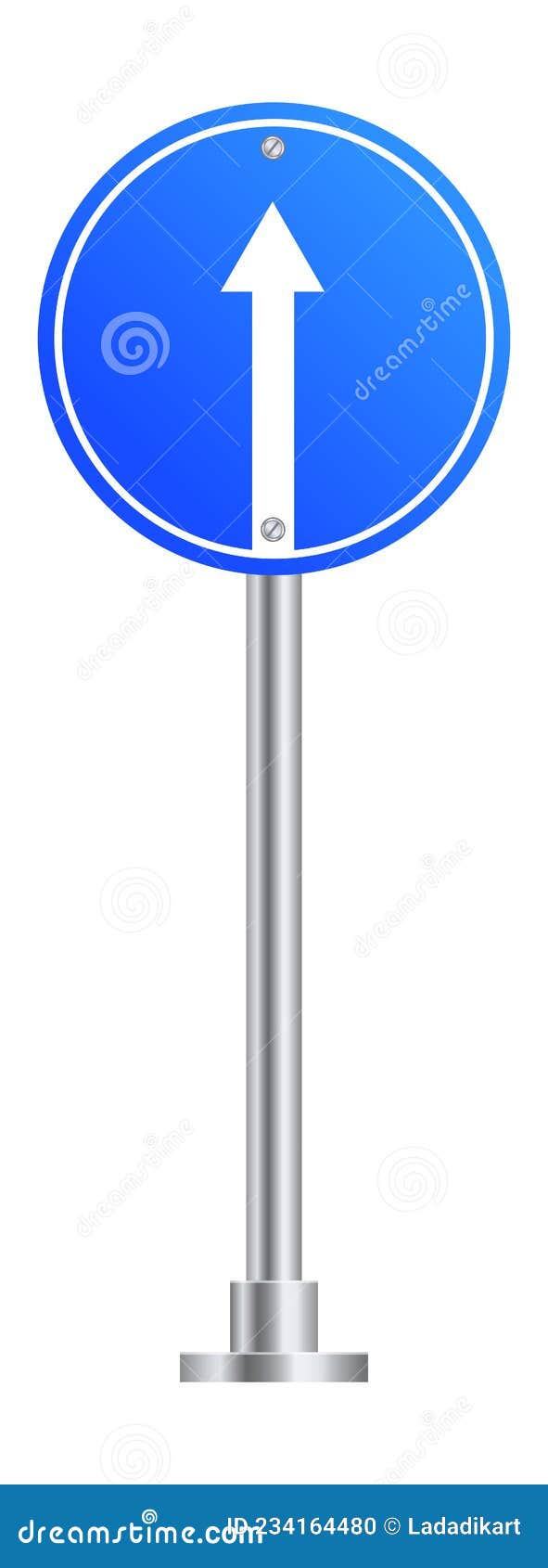 Ahead only Road Sign. Blue Circle Stock Vector Illustration of warning, drive 234164480
