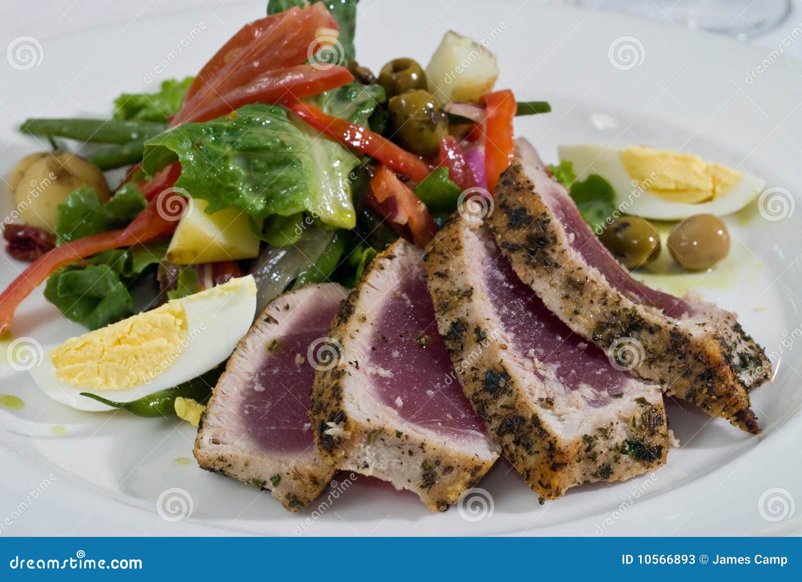 Ahi tuna salad stock image. Image of lemon, green, pepper 10566893
