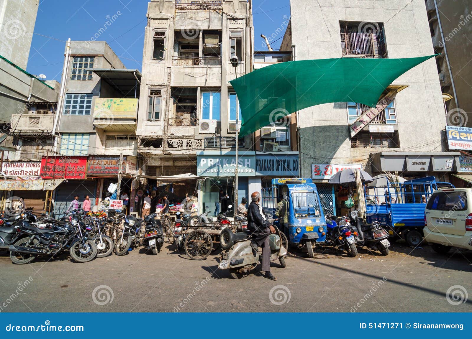 Ahmedabad, India - December 28, 2014: Indian People on Street of