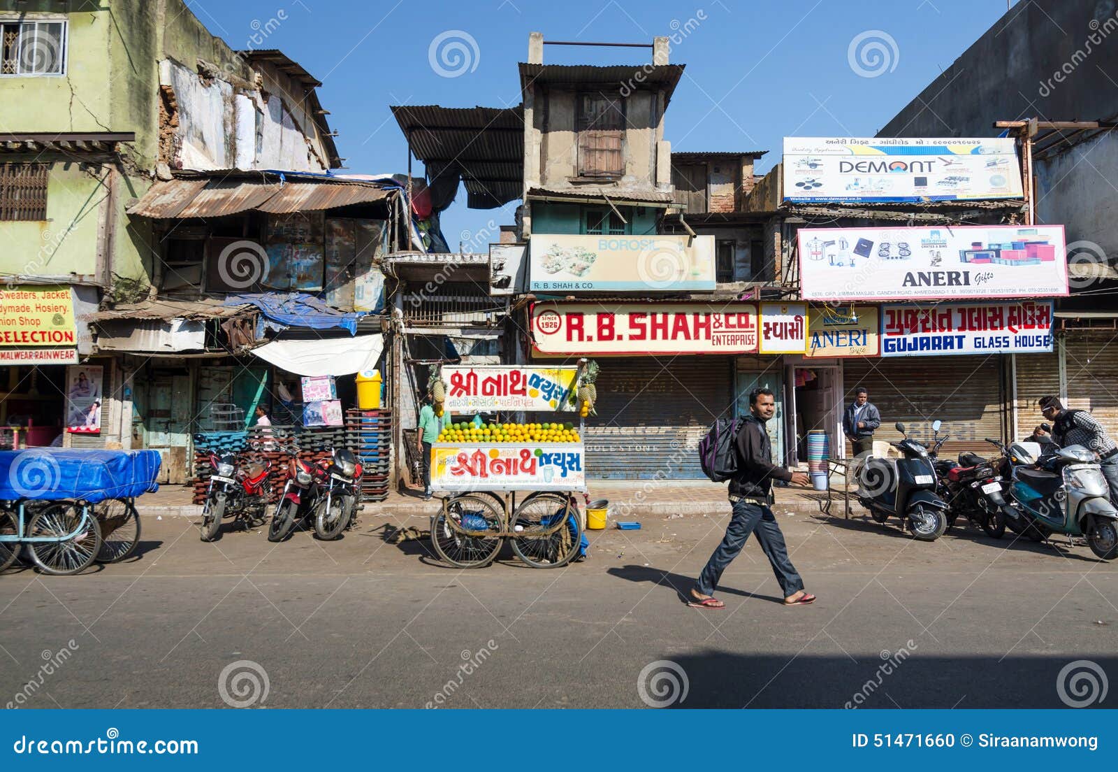 Ahmedabad, India - December 28, 2014: Indian People on Street of