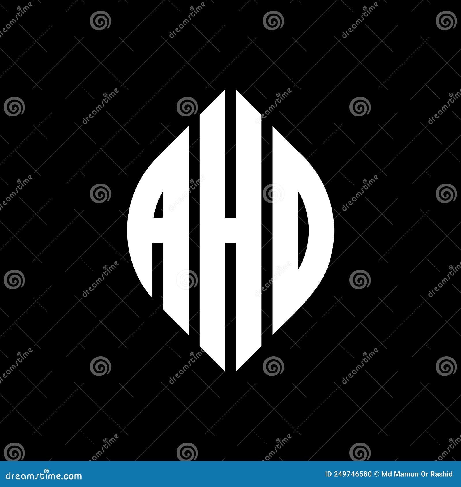 aho circle letter logo  with circle and ellipse . aho ellipse letters with typographic style. the three initials form a