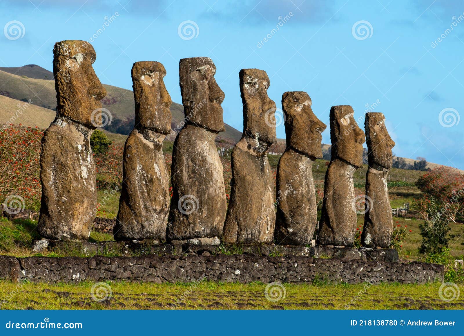 ahu akivi on easter island, chile