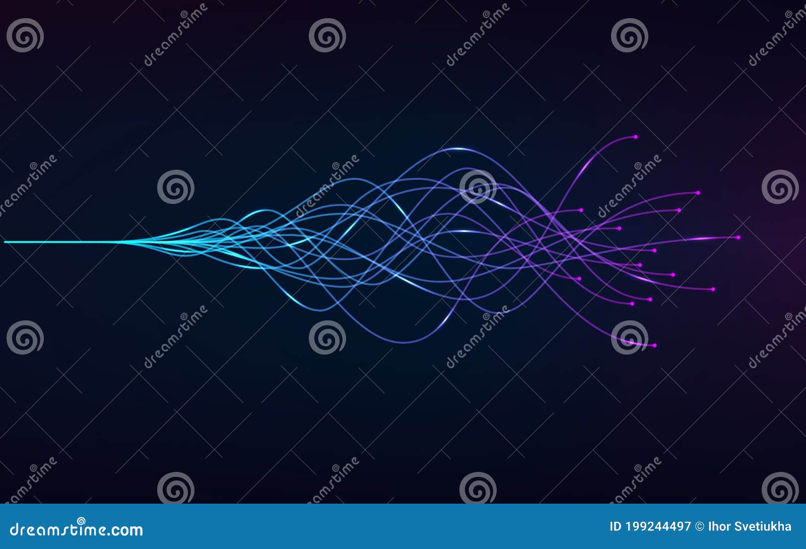 ai - artificial intelligence and deep learning concept of neural networks. wave equalizer. blue and purple lines. 