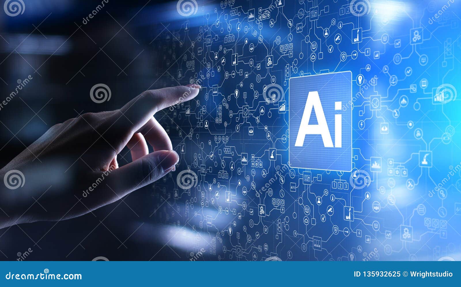 ai artificial intelligence, machine learning, big data analysis and automation technology in business