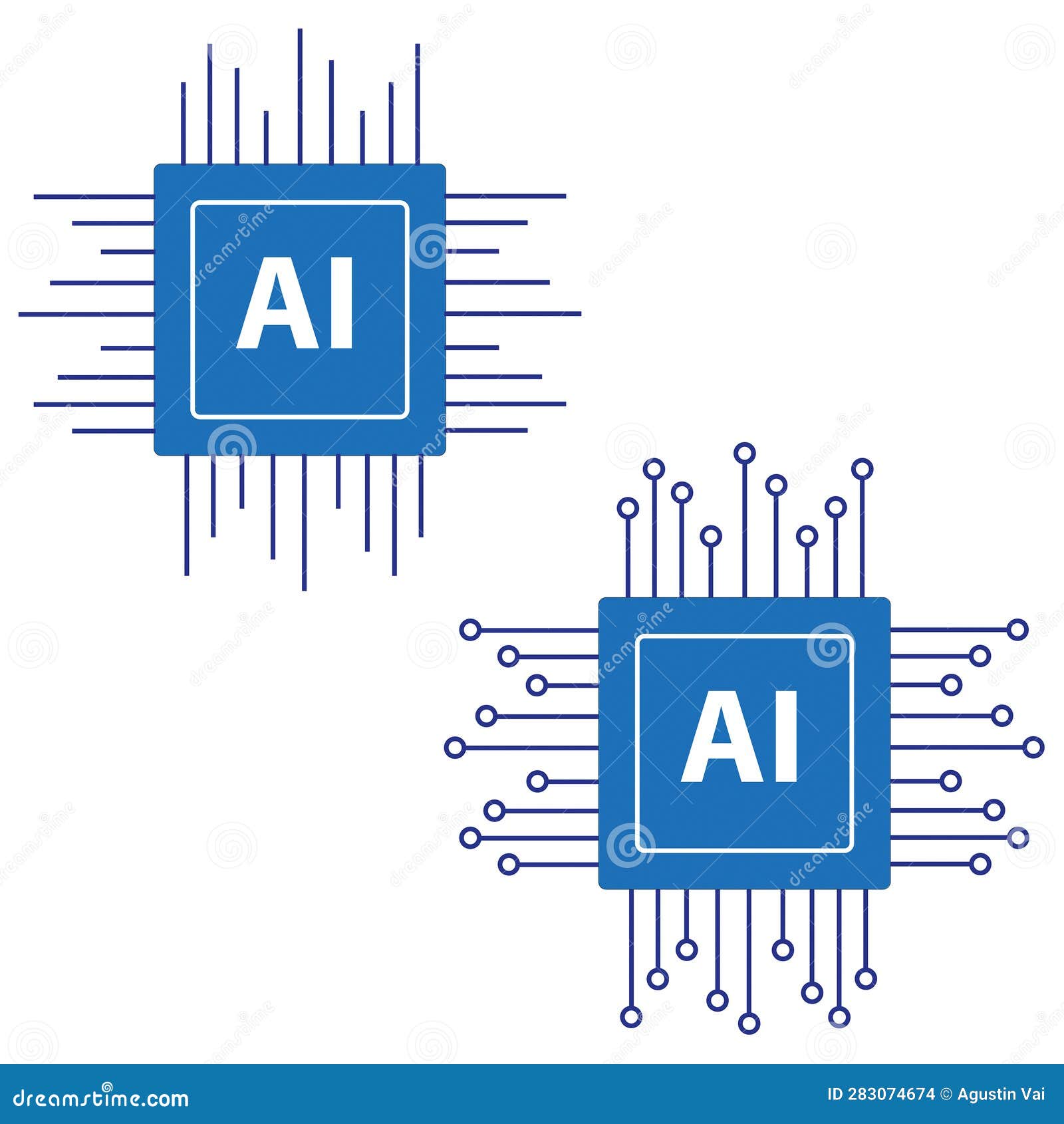 AI Blue Logos on a White Background with Copy Space Stock Vector