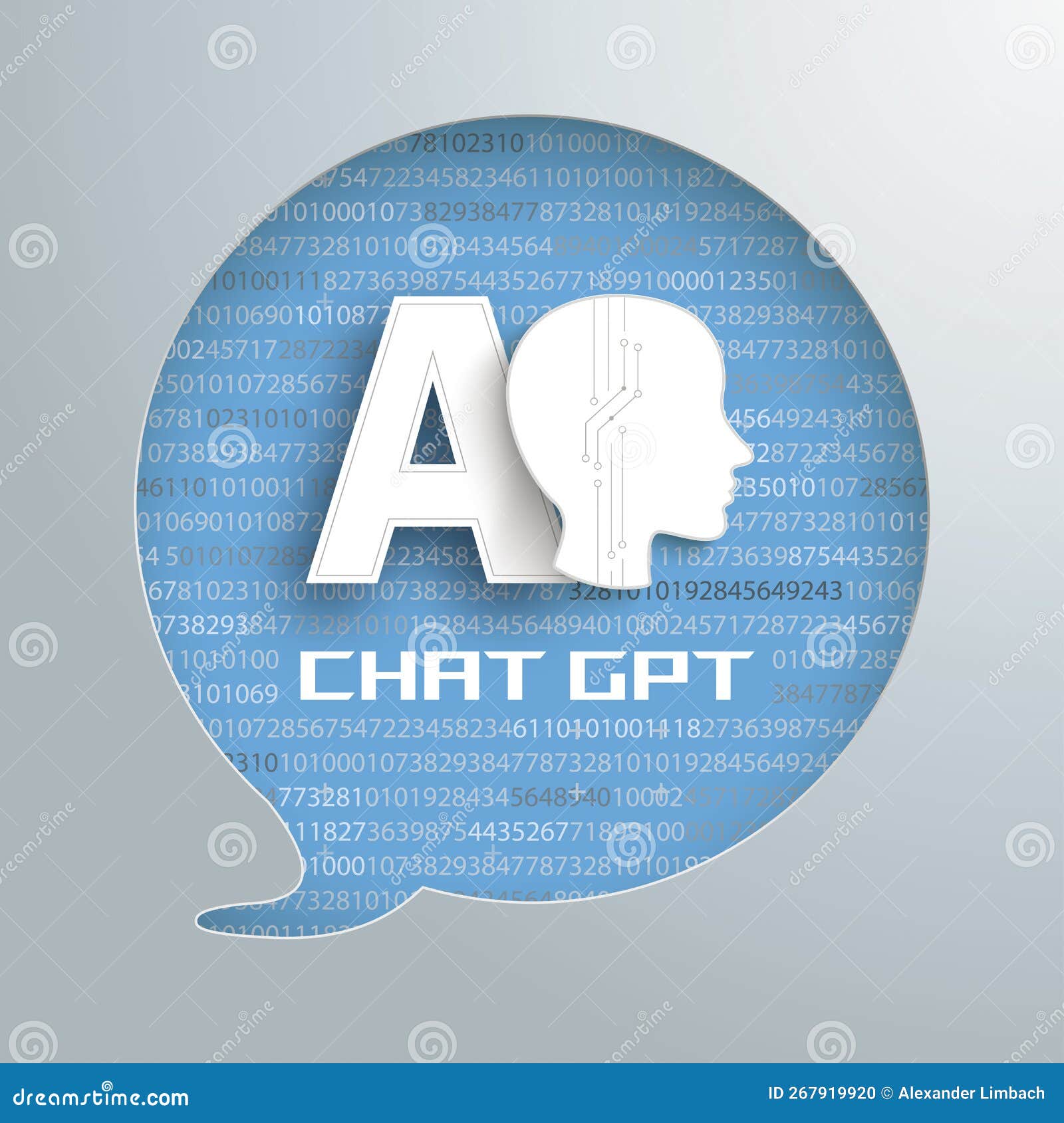 AI Chat GPT Speech Bubble Hole Algorithm Vector Illustration