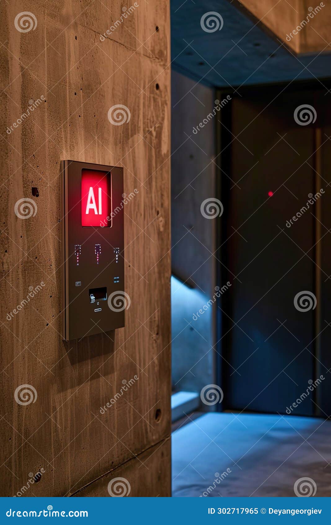An AIcontrolled Electrical Panel in the Hallway of a House. Glowing