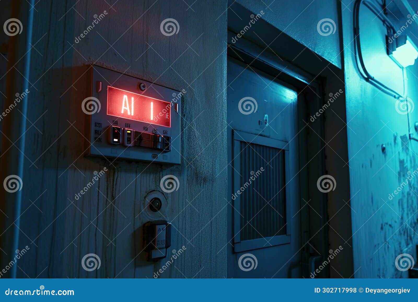 An AIcontrolled Electrical Panel in the Hallway of a House. Glowing