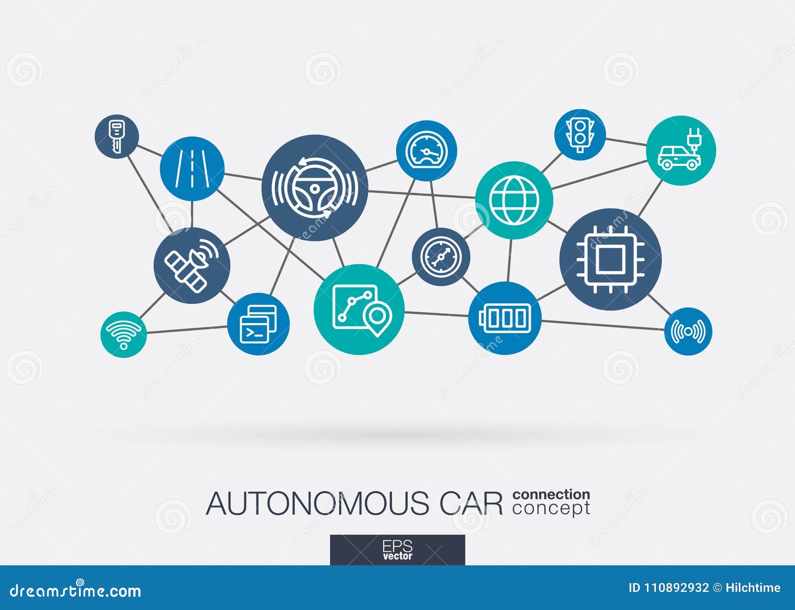 autonomous electric car, self-driving, autopilot integrated business  icons. digital smart mesh idea. futuristic