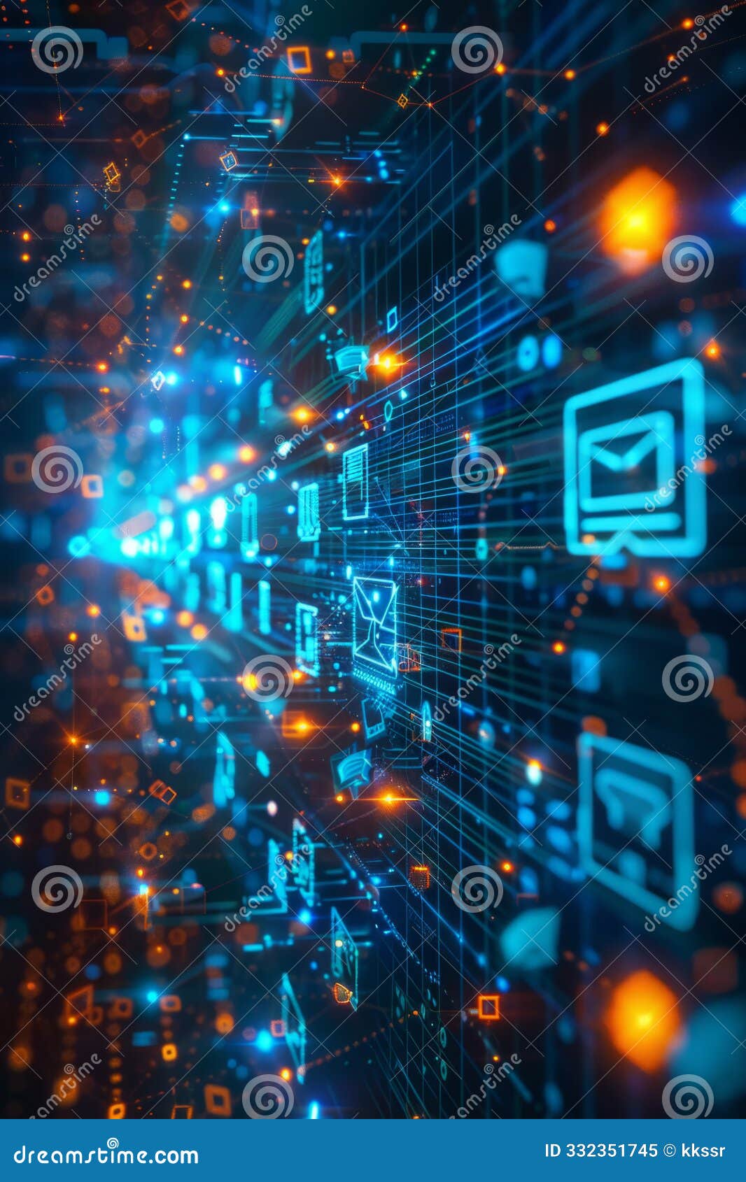 ai cyber security, dynamic virtual landscape with reinforced firewall graphic, 3d icons of browsers/devices securely connecting