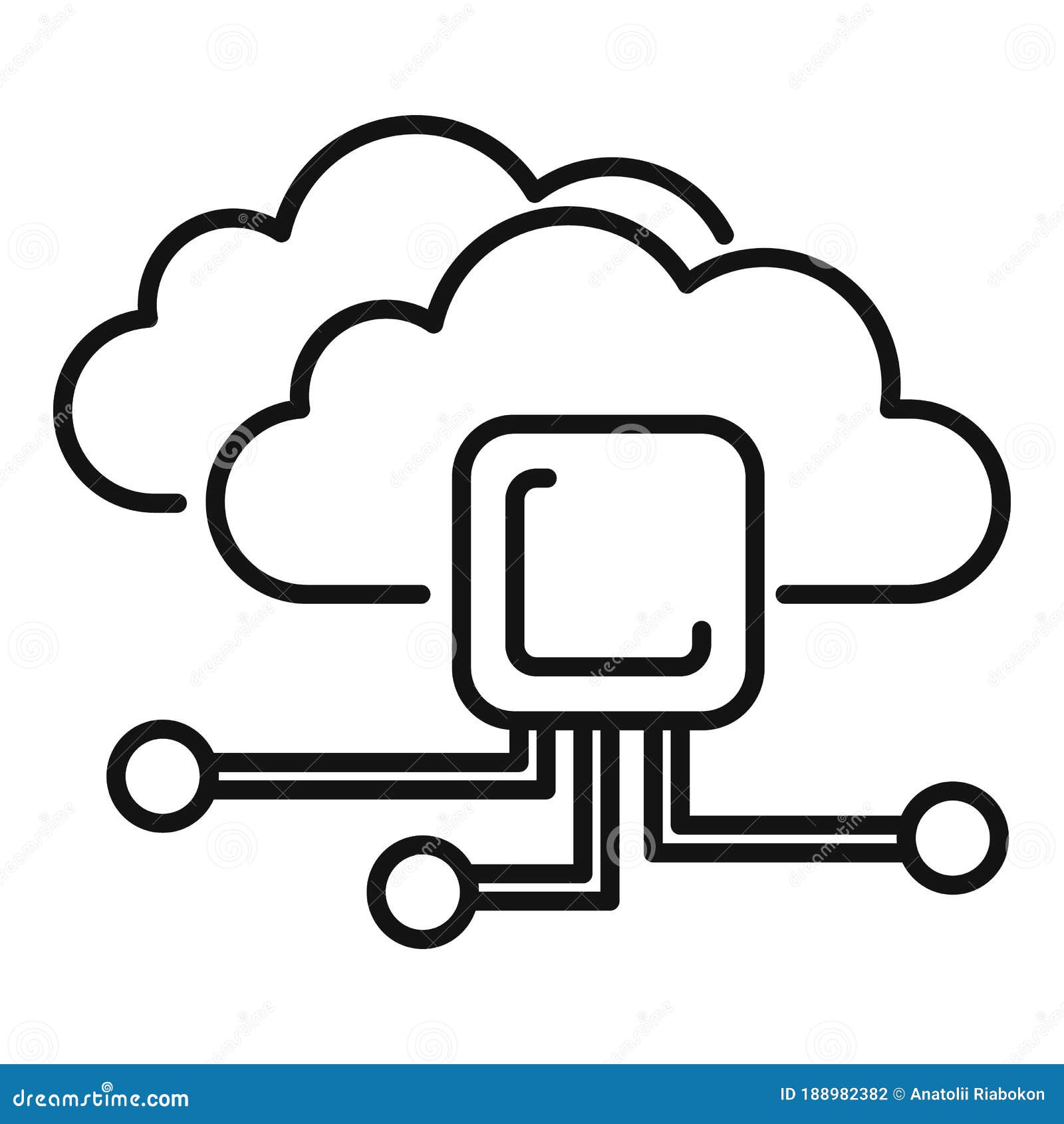 Ai Data Cloud Icon Outline Style Stock Vector Illustration Of Electronics Computer 1