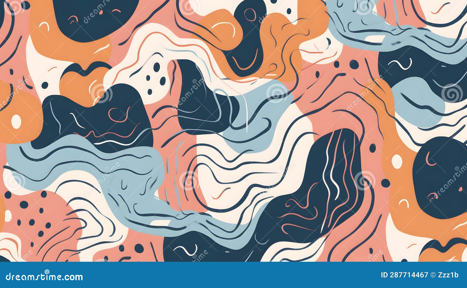 ai drawn flat  abstract doodle pattern, neural network generated image