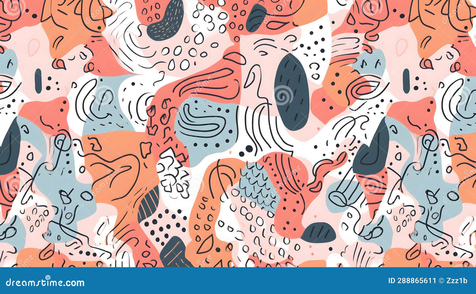 ai drawn flat  abstract doodle pattern, neural network generated image