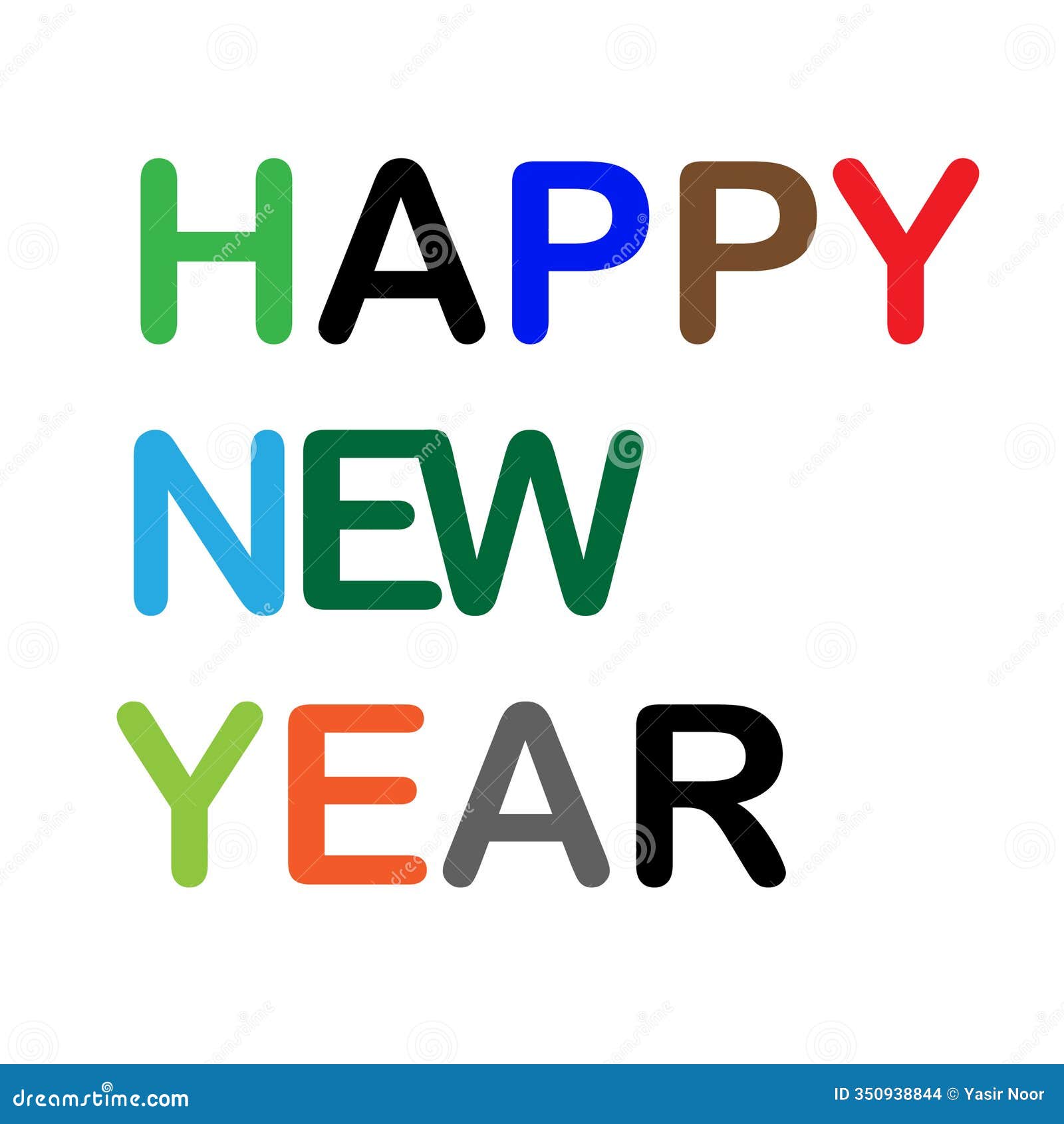 happy new year multicolored texts 