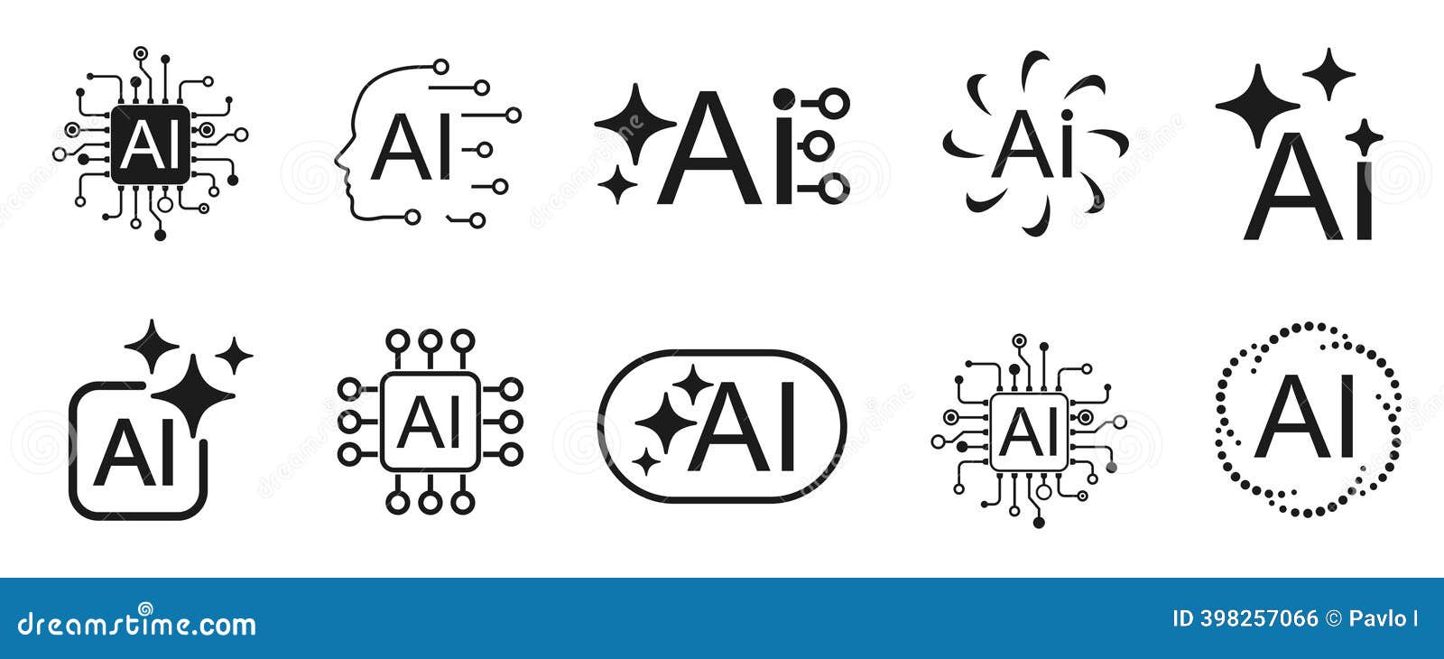 AI Generate Icon Set. AI Assistant Tool Icons and App Buttons, Magic  Sparkle Star Artificial Intelligence Star Logo Stock Vector - Illustration  of message, chatbot: 398257066
