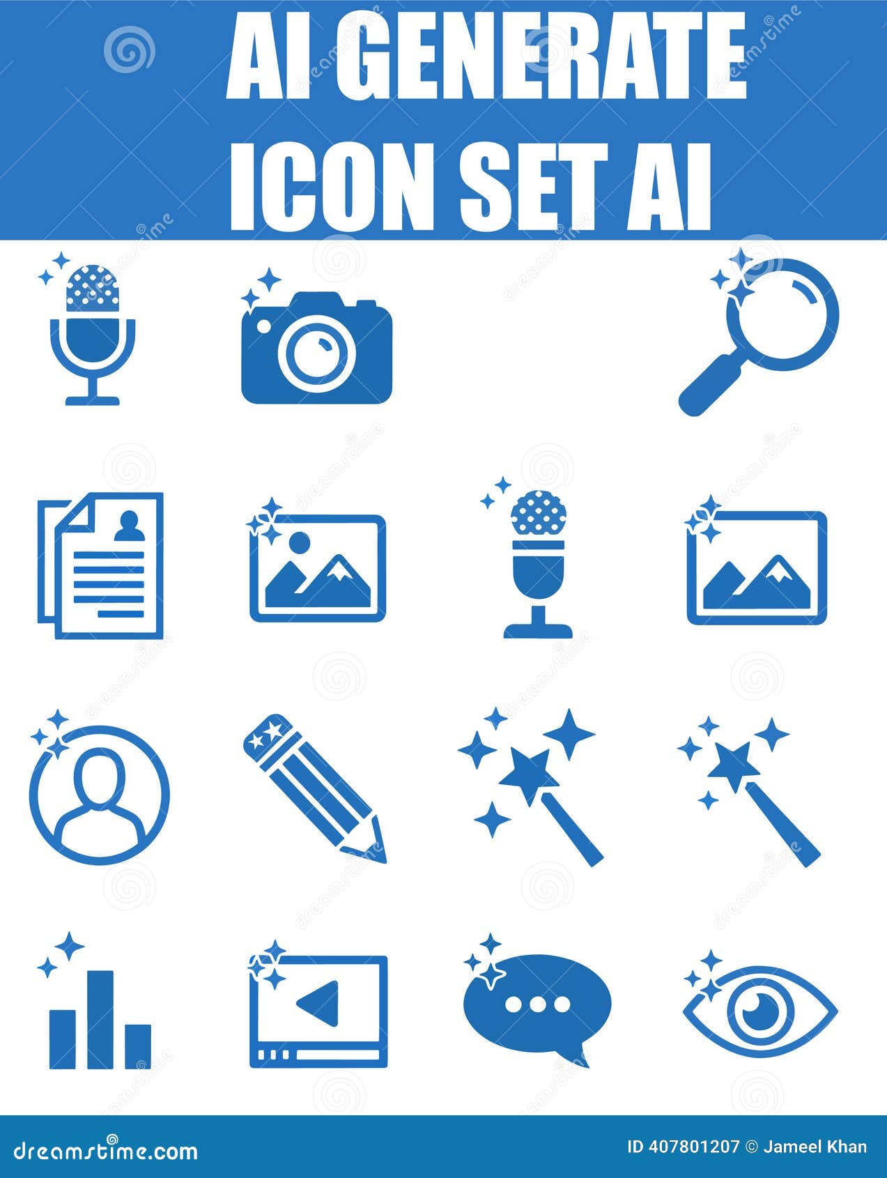 AI Generate Icon Set - Sparkle Star, Assistant Tool & App Button Symbols  for Artificial Intelligence Stock Vector - Illustration of signage,  drawing: 407801207