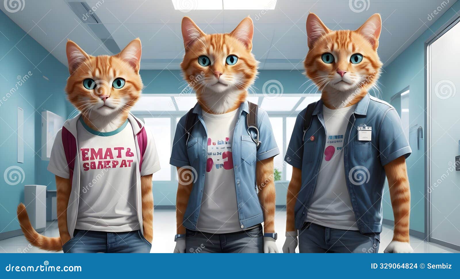 bright artwork of cheerful and curious teenage cats