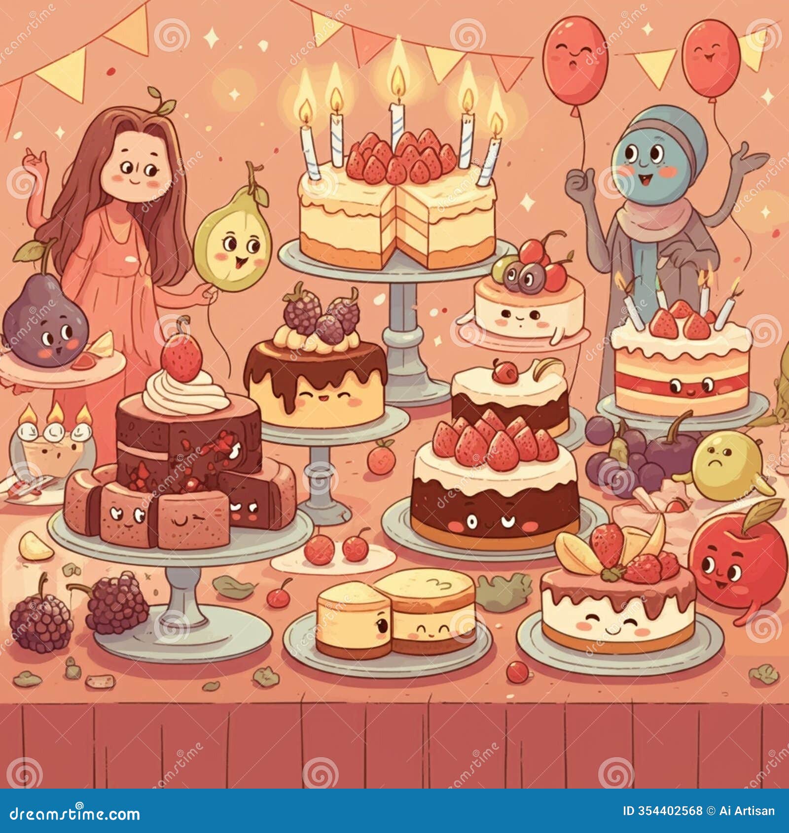 ai-generated close-up of small cakes with raspberries and blackberries