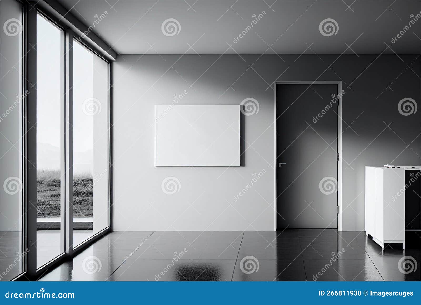AI Generated. Empty Frame on Living Rooms Wall Stock Photo Image of commercial, artistic