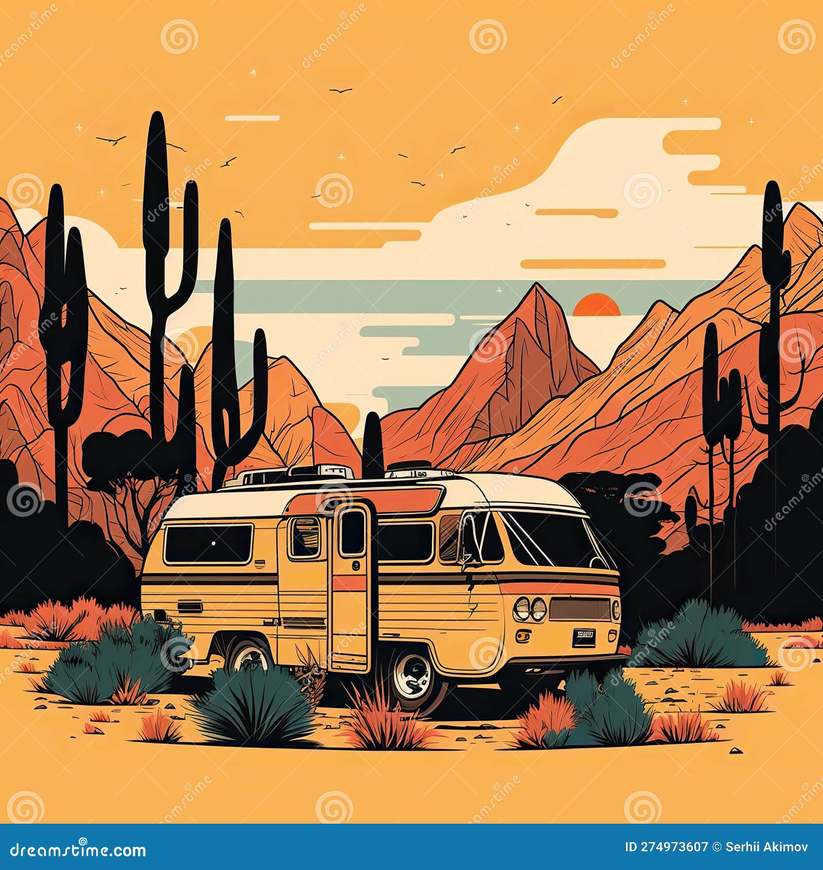 AI Generated. Generative AI. Vintage Retro Camper Rv Home Truck ...