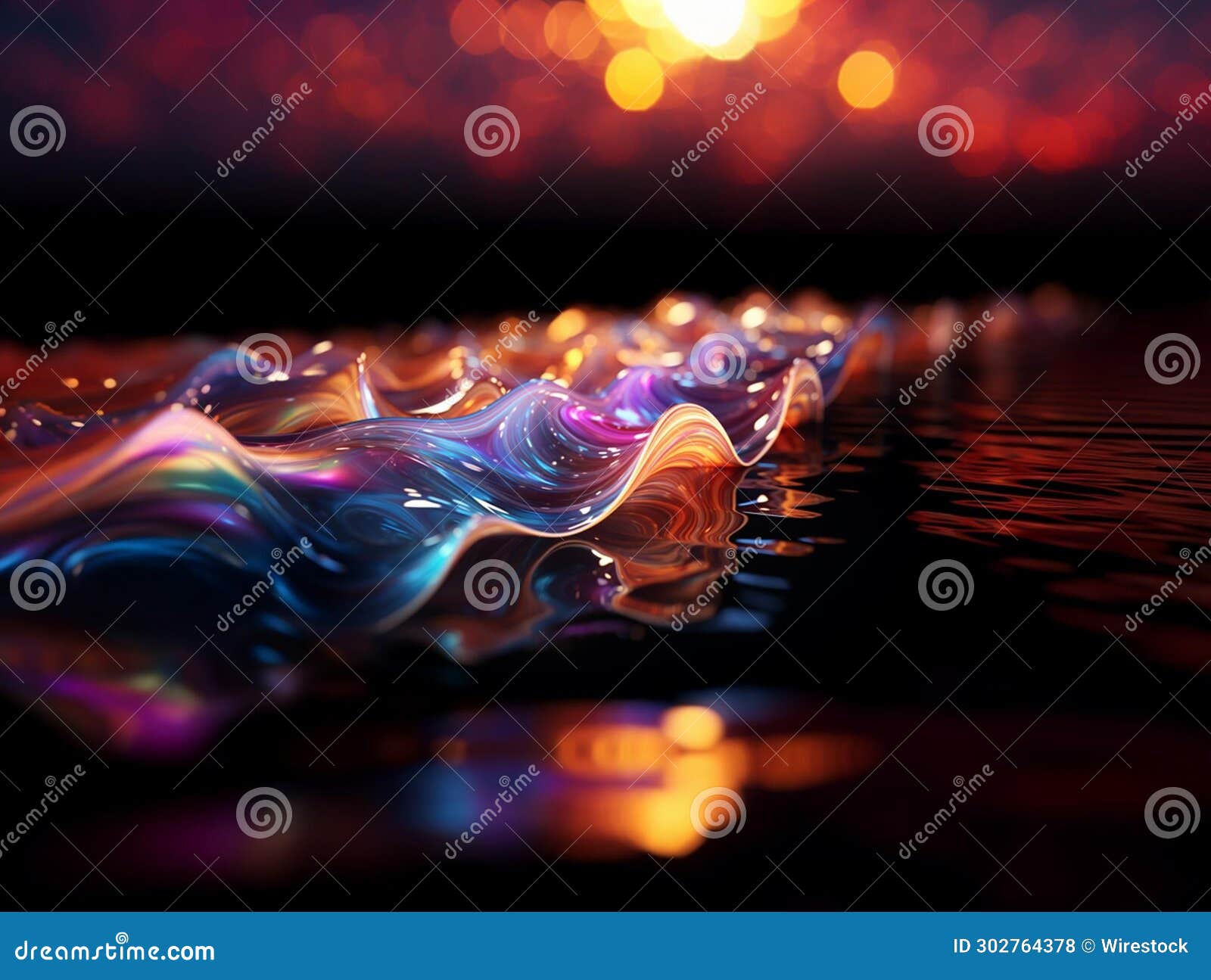 ai generated  of the reflection of colorful lights on the surface of water