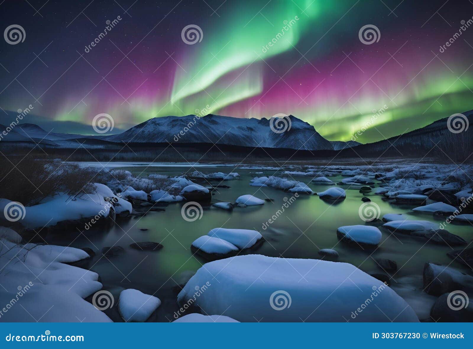 AI Generated Illustration of a Breathtaking Aurora Borealis in Lofoten ...