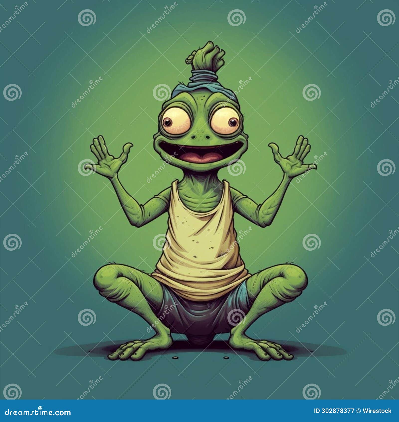 Cute happy frog sitting in a meditative pose Vector Image