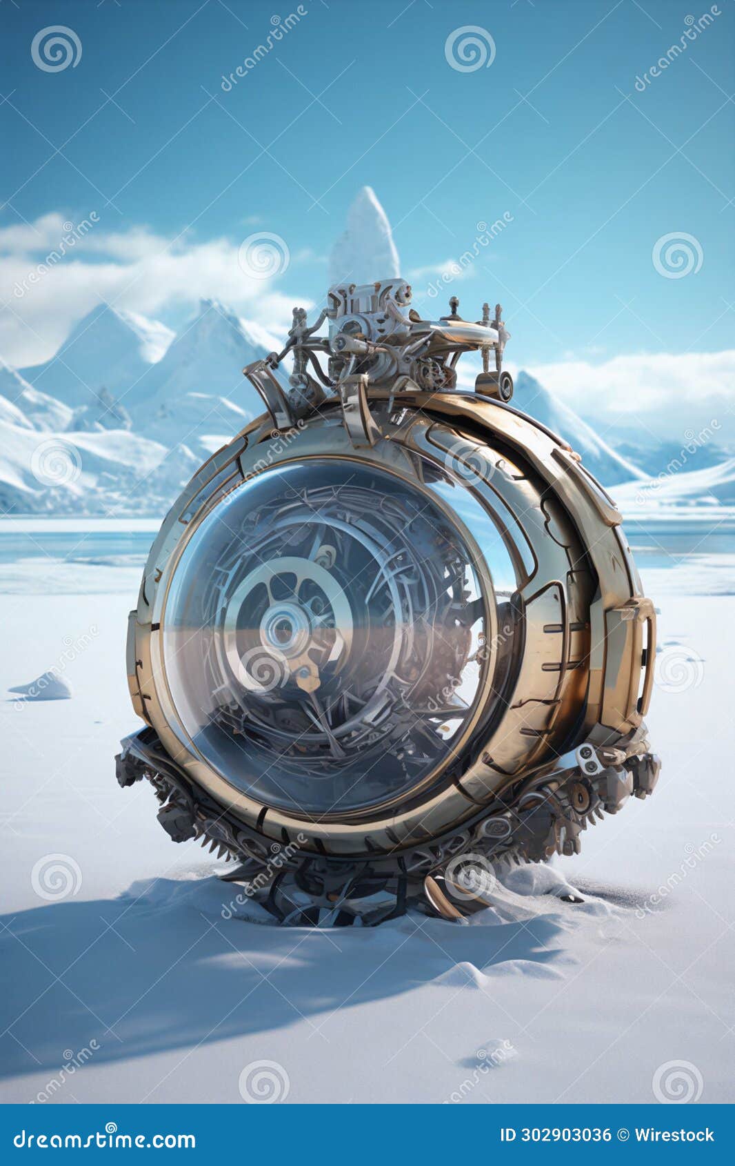 ai generated  of an enigmatic celestial object situated on a bed of ice